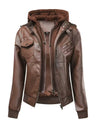Women’s Leather Motorcycle Jacket – Retro Two-Piece Biker Style