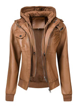 Women’s Leather Motorcycle Jacket – Retro Two-Piece Biker Style