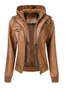 Women’s Leather Motorcycle Jacket – Retro Two-Piece Biker Style