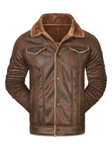 Men’s Faux-Fur Lined Leather Biker Jacket – Winter Streetwear