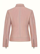 Women’s Leather-Look Short Motorcycle Jacket – Casual & Versatile Coat