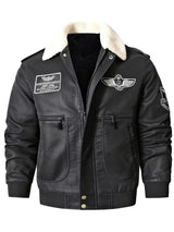 Men’s Vintage Leather Jacket – Zip-Up Casual Coat with Lapel Collar