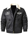 Men’s Vintage Leather Jacket – Zip-Up Casual Coat with Lapel Collar