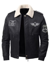 Men’s Vintage Leather Jacket – Zip-Up Casual Coat with Lapel Collar