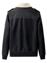 Men’s Vintage Leather Jacket – Zip-Up Casual Coat with Lapel Collar