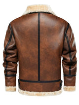 Men’s Leather Biker Jacket – Warm Lined Moto Coat for Winter