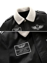 Men’s Vintage Leather Jacket – Zip-Up Casual Coat with Lapel Collar