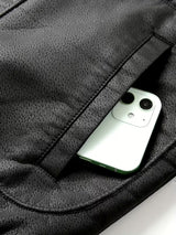 Men’s Vintage Leather Jacket – Zip-Up Casual Coat with Lapel Collar