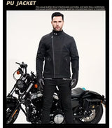 Men’s Retro Leather Moto Jacket with Large Lapel & Adjustable Sleeves