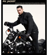 Men’s Retro Leather Moto Jacket with Large Lapel & Adjustable Sleeves