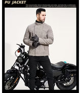 Men’s Retro Leather Moto Jacket with Large Lapel & Adjustable Sleeves