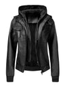 Women’s Leather Motorcycle Jacket – Retro Two-Piece Biker Style