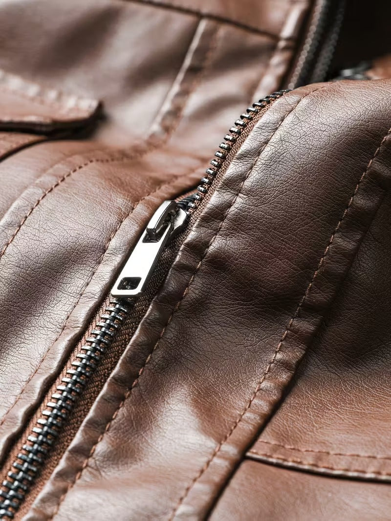 Women’s Leather Motorcycle Jacket – Retro Two-Piece Biker Style