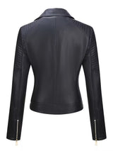 Women’s Leather-Look Short Motorcycle Jacket – Casual & Versatile Coat
