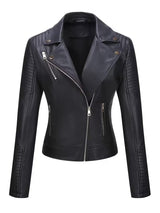 Women’s Leather-Look Short Motorcycle Jacket – Casual & Versatile Coat
