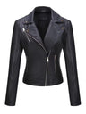 Women’s Leather-Look Short Motorcycle Jacket – Casual & Versatile Coat