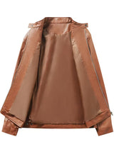 Men’s Vintage Full-Zip Motorcycle Jacket – Heavy-Duty Leather Look Coat