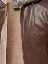 Men’s Vintage Leather Hooded Jacket – Tear-Resistant & Cozy Winter Coat