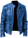 Men’s Vintage Full-Zip Motorcycle Jacket – Heavy-Duty Leather Look Coat