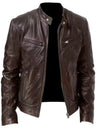 Men’s Vintage Full-Zip Motorcycle Jacket – Heavy-Duty Leather Look Coat