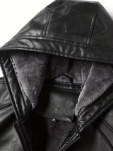 Men’s Vintage Leather Hooded Jacket – Tear-Resistant & Cozy Winter Coat