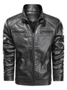Men’s Leather Biker Jacket – Casual Moto Style with Zipper Pockets