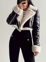 Women’s Lined Jacket with Turnover Sleeves – Casual Vintage Outerwear