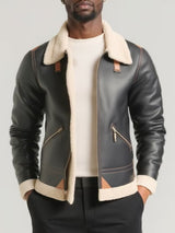 Men’s Faux Leather Shearling Jacket – Warm Winter Jacket for Fall & Cold Weather