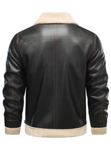 Men’s Faux Leather Shearling Jacket – Warm Winter Jacket for Fall & Cold Weather