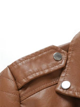 Men’s Black Leather Motorcycle Jacket – Windproof Full-Zip Biker Coat