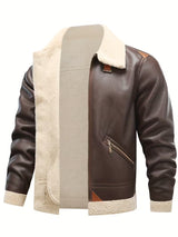 Men’s Faux Leather Shearling Jacket – Warm Winter Jacket for Fall & Cold Weather