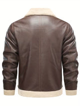 Men’s Faux Leather Shearling Jacket – Warm Winter Jacket for Fall & Cold Weather