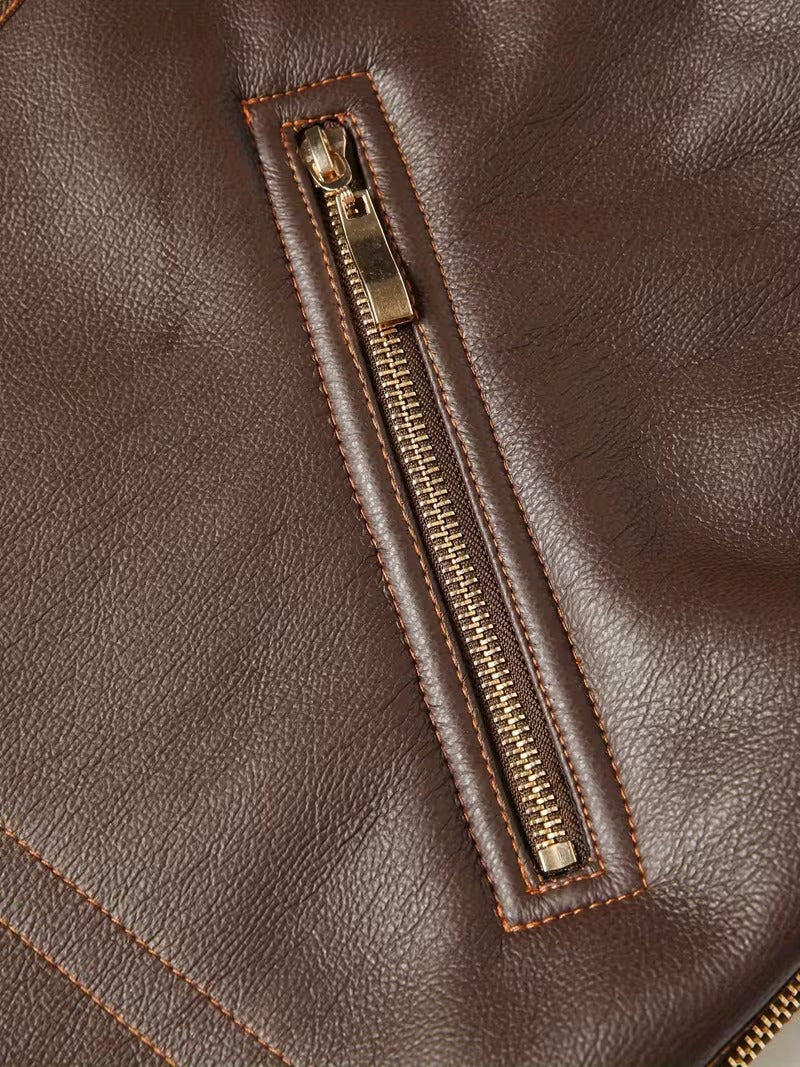 Men’s Faux Leather Shearling Jacket – Warm Winter Jacket for Fall & Cold Weather