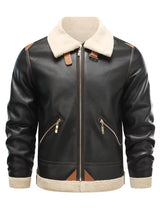 Men’s Faux Leather Shearling Jacket – Warm Winter Jacket for Fall & Cold Weather