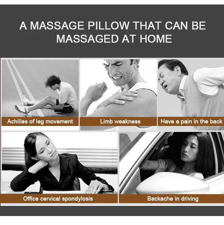 Heated Neck & Back Massager Pillow | Muscle Relaxation & Pain Relief