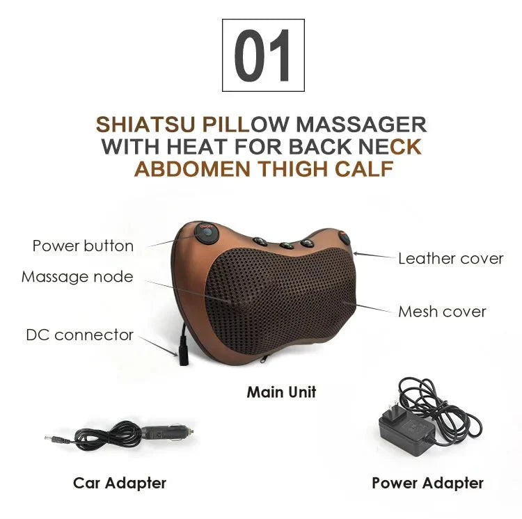 Heated Neck & Back Massager Pillow | Muscle Relaxation & Pain Relief
