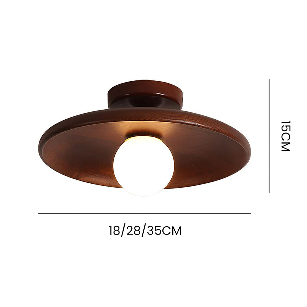 Nordic Wood Round Ceiling Light Fixture - Minimalist Design for Hallway & Living Room Lighting