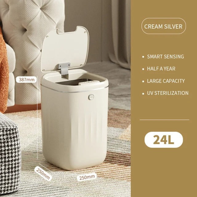 Smart Sensor Trash Bin with UV Light – Automatic Touchless Wastebasket with Lid & Odor Control for Kitchen, Bathroom & Home Hygiene