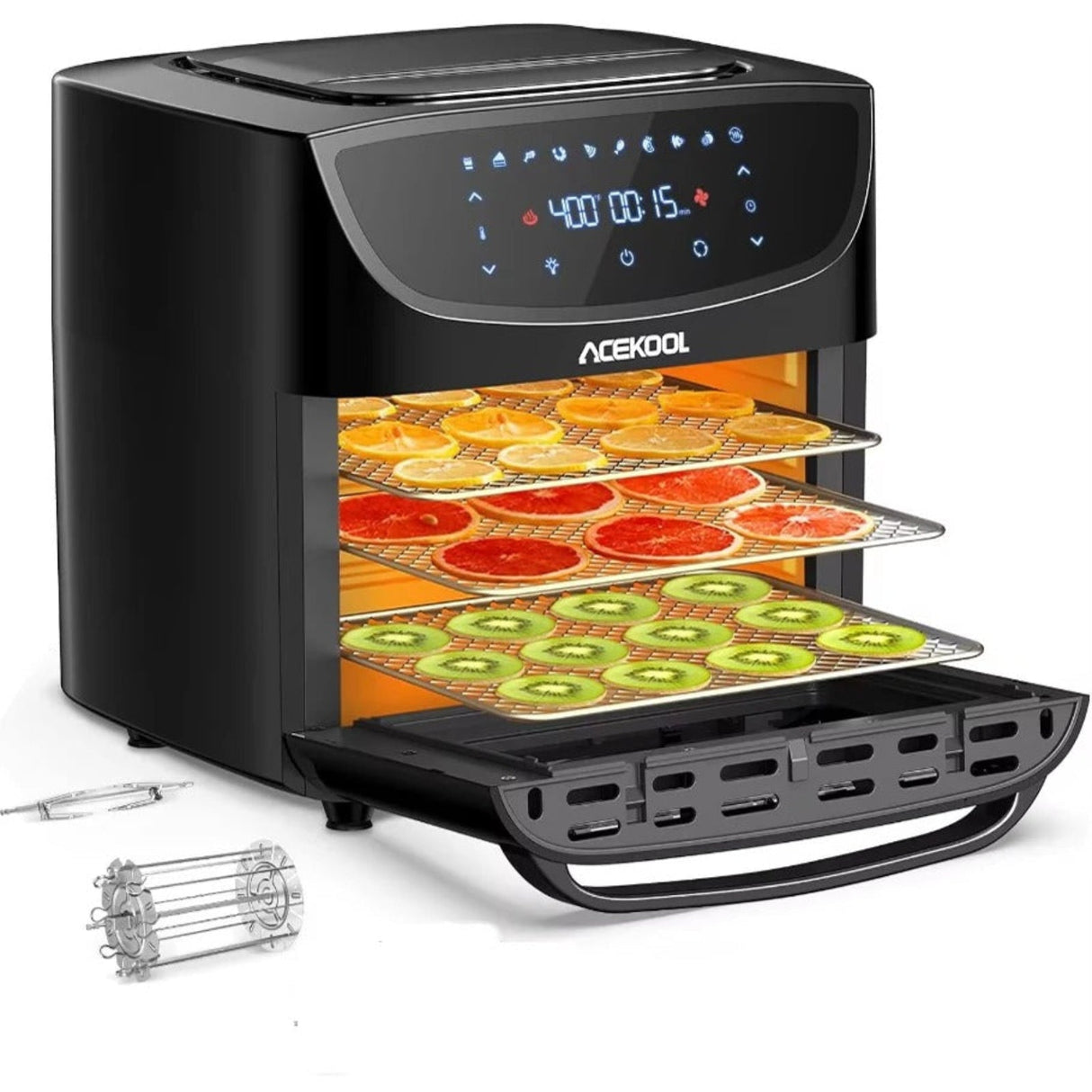 Multi-Function 10-in-1 Air Fryer Toaster Oven - Steam Infusion Technology for Tender Meats & Fluffy Breads | Perfect Dry Fyier for Small Spaces