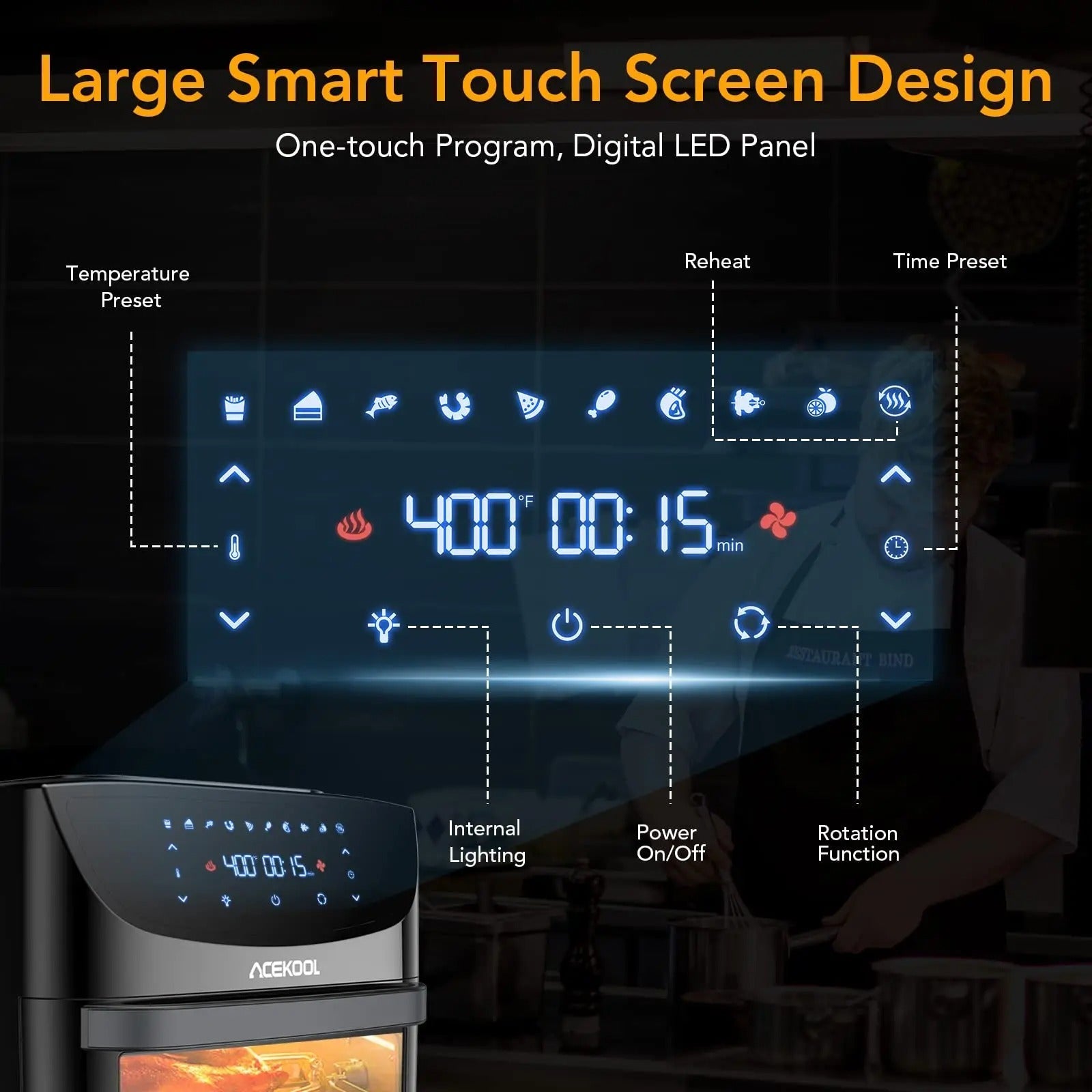 Multi-Function 10-in-1 Air Fryer Toaster Oven - Steam Infusion Technology for Tender Meats & Fluffy Breads | Perfect Dry Fyier for Small Spaces