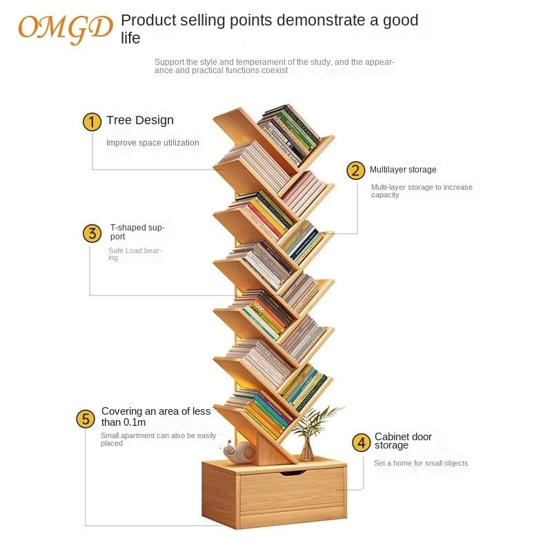 Everwood™ | Vertical Bookcase | Space-Saving Wooden Shelf for Home & Office Storage