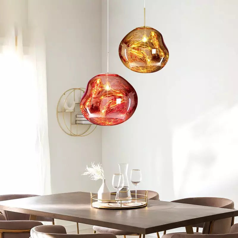 Melt Pendant Light Fixture - Modern Glass Hanging Lamp for Kitchen Island & Dining Room