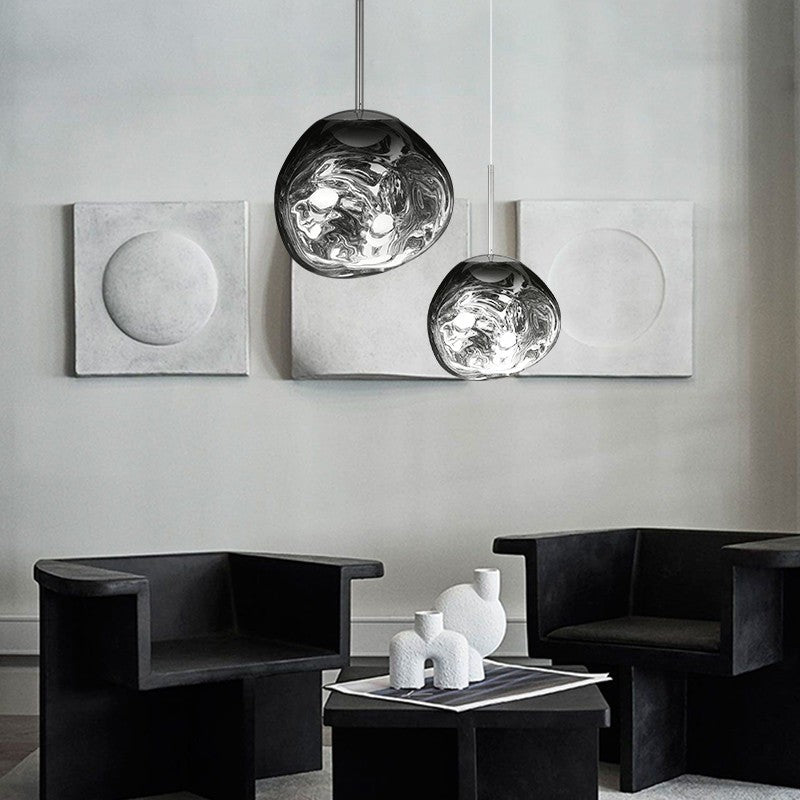 Melt Pendant Light Fixture - Modern Glass Hanging Lamp for Kitchen Island & Dining Room
