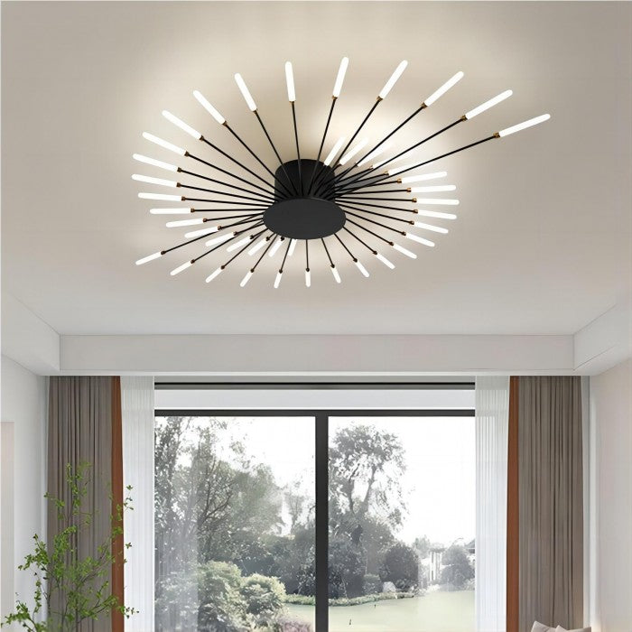 Contemporary LED Ceiling Light – Industrial Fireworks Design for Living & Dining Rooms