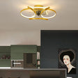 LED Flush Mount Ceiling Fan Light with Remote Control - Modern Flower Design for Living Room & Bedroom Lighting