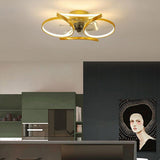LED Flush Mount Ceiling Fan Light with Remote Control - Modern Flower Design for Living Room & Bedroom Lighting