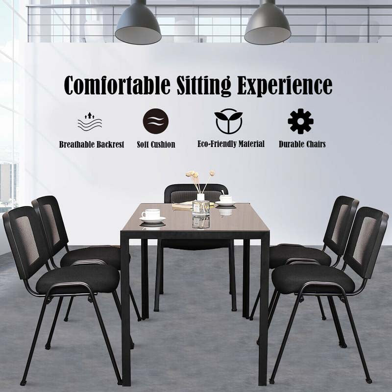 5 Pcs Stackable Conference Chairs with Mesh Back, Ergonomic Office Waiting Room Guest Reception Chairs