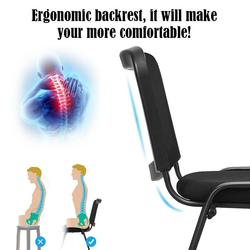 5 Pcs Stackable Conference Chairs with Mesh Back, Ergonomic Office Waiting Room Guest Reception Chairs
