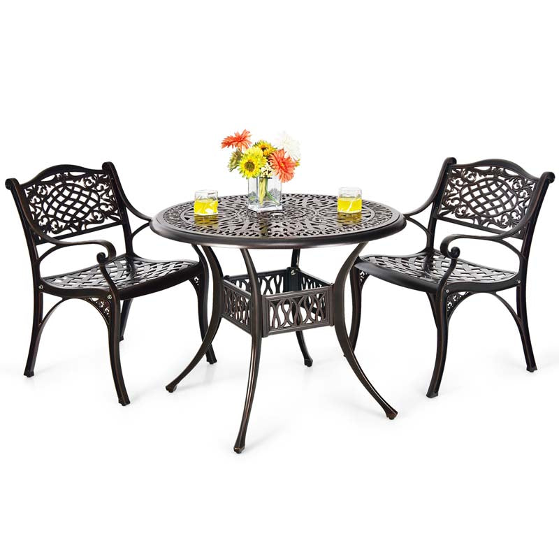 2/4Pcs All-Weather Cast Aluminum Chairs with Armrests & Curved Seats, Outdoor Dining Chairs Patio Bistro Armchairs