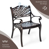 2/4Pcs All-Weather Cast Aluminum Chairs with Armrests & Curved Seats, Outdoor Dining Chairs Patio Bistro Armchairs